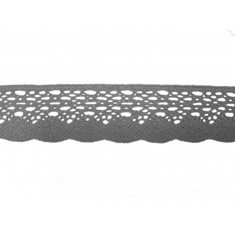 Bavlněná paličkovaná krajka 2079/37mm šedá/5m