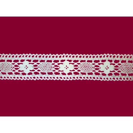 Bavlněná paličkovaná krajka 2083V/50mm bílá/5m