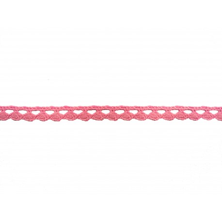 Bavlněná paličkovaná krajka 2074A/8mm růžová/5m